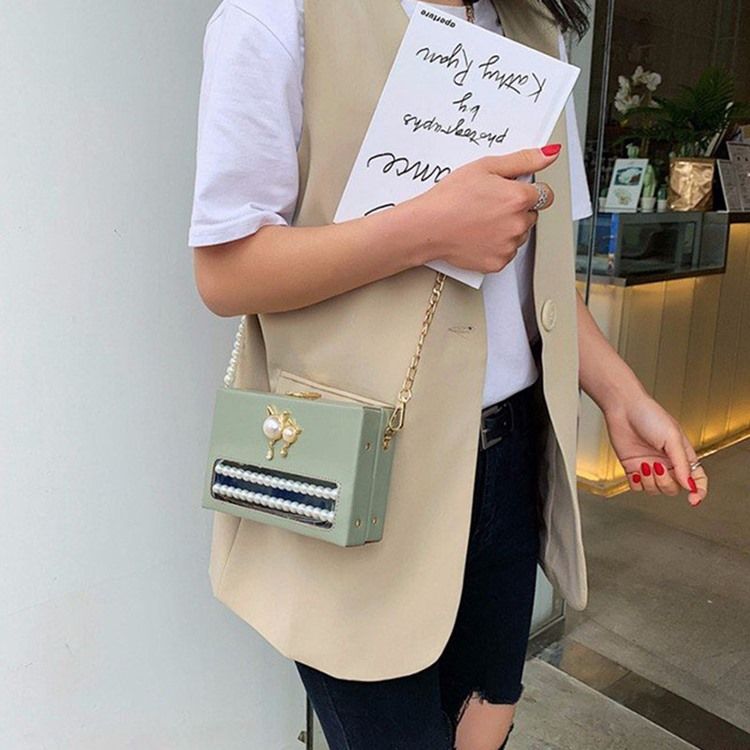 Pu Beads Flap Crossbody-Väskor