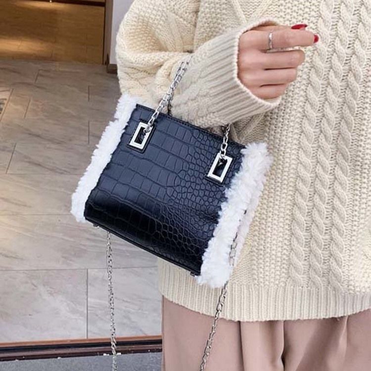 Pu Chain Alligator Rektangel Crossbody-Väskor För Kvinnor