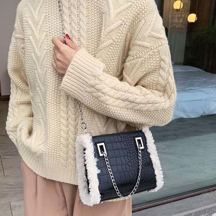 Pu Chain Alligator Rektangel Crossbody-Väskor För Kvinnor