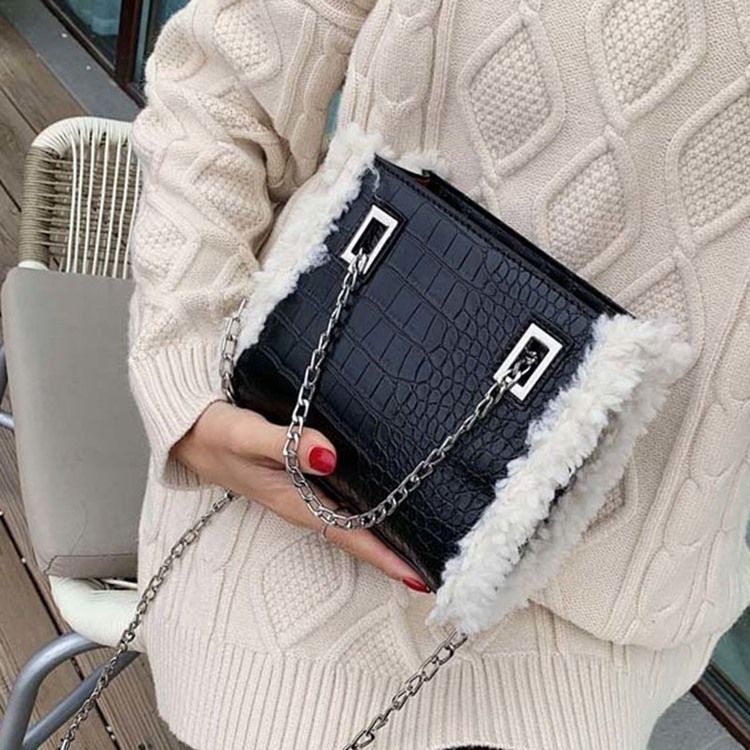 Pu Chain Alligator Rektangel Crossbody-Väskor För Kvinnor