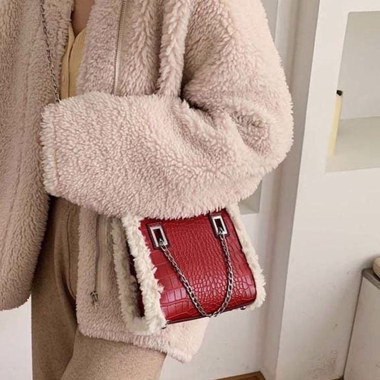 Pu Chain Alligator Rektangel Crossbody-Väskor För Kvinnor