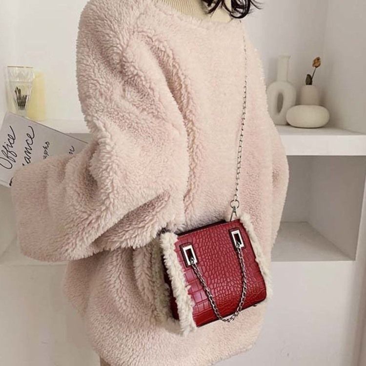 Pu Chain Alligator Rektangel Crossbody-Väskor För Kvinnor
