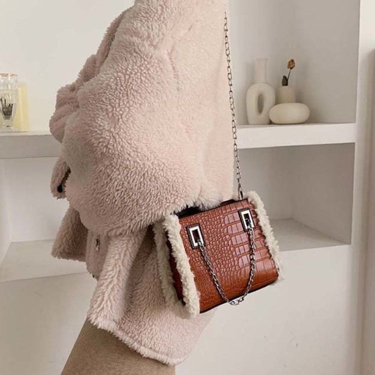 Pu Chain Alligator Rektangel Crossbody-Väskor För Kvinnor