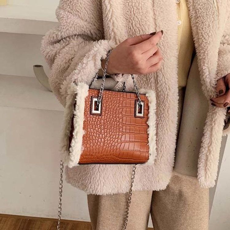 Pu Chain Alligator Rektangel Crossbody-Väskor För Kvinnor