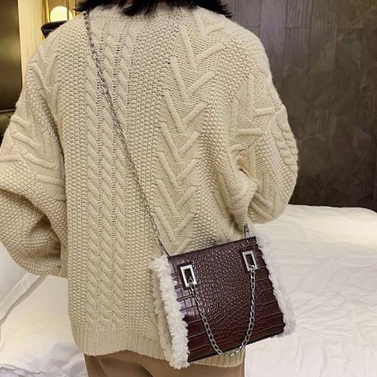 Pu Chain Alligator Rektangel Crossbody-Väskor För Kvinnor