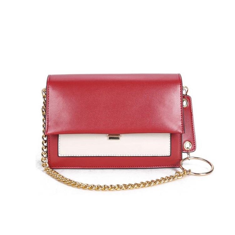 Pu Color Block Chain Rektangel Crossbody-Väskor
