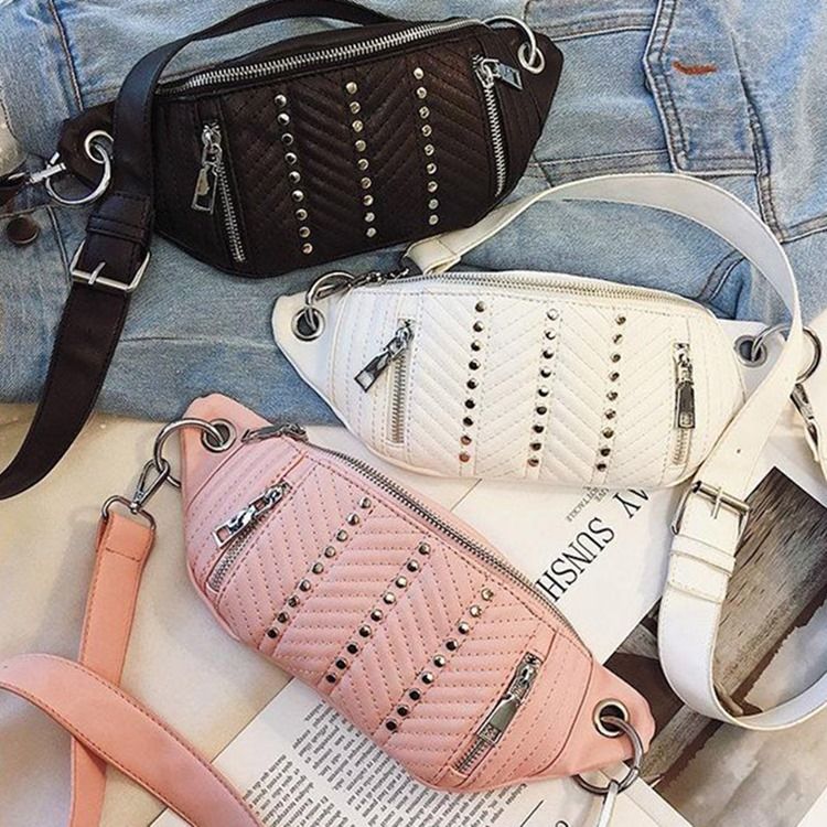Pu Damtråd Fanny Bags