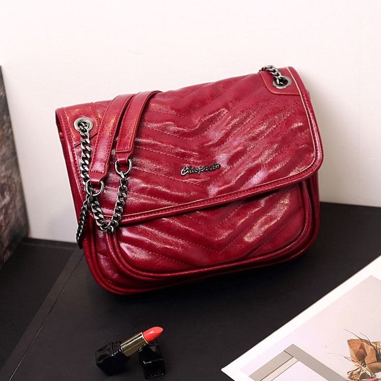 Pu-Kedja Vanliga Rektangulära Crossbody-Väskor