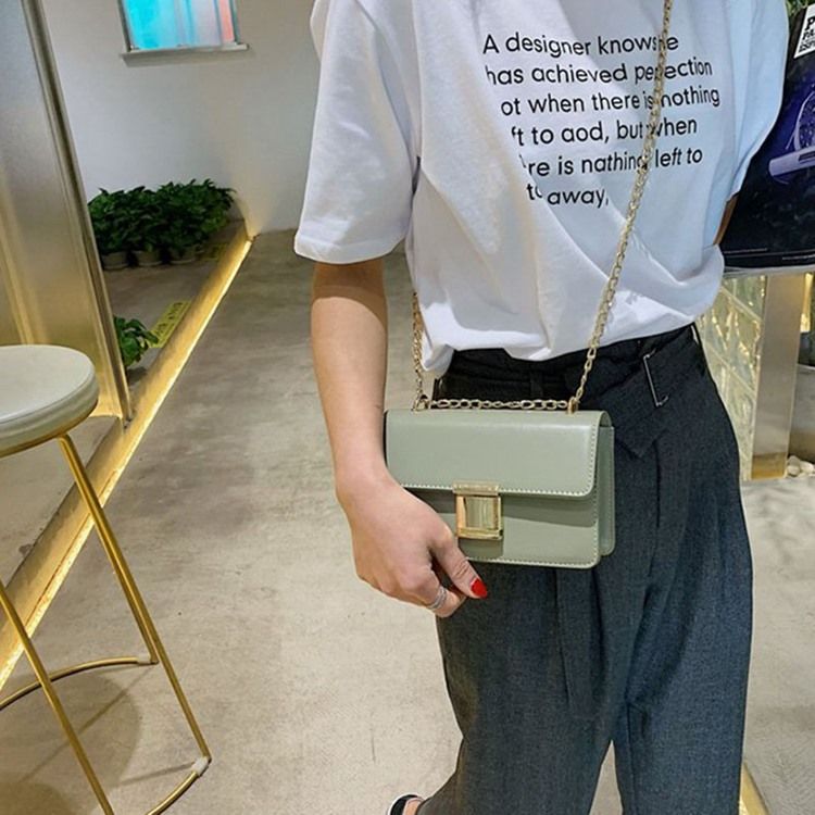 Pu Kedjelås Rektangel Crossbody-Väskor