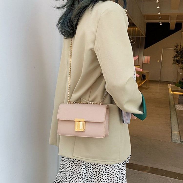 Pu Kedjelås Rektangel Crossbody-Väskor