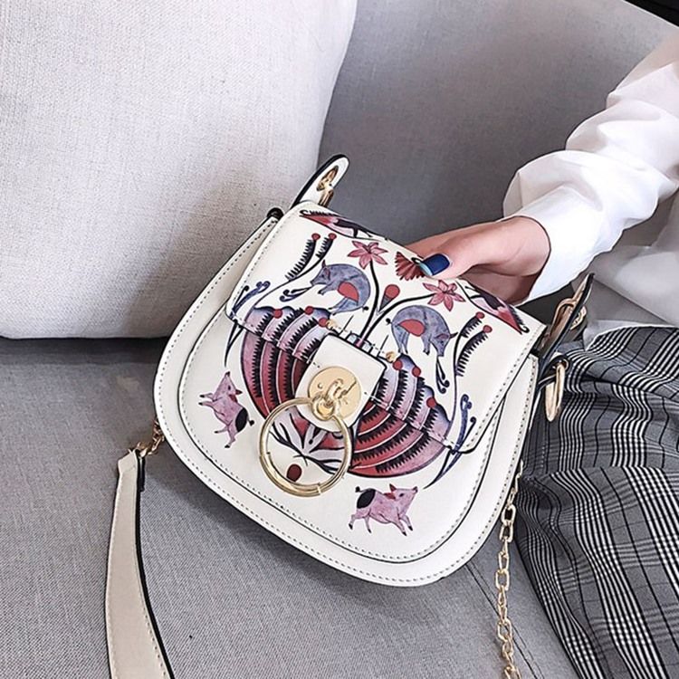 Pu-Lås Cartoon Sadel Crossbody-Väskor