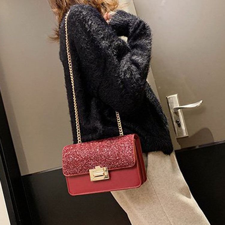 Pu Paljetter Rektangulära Crossbody-Väskor