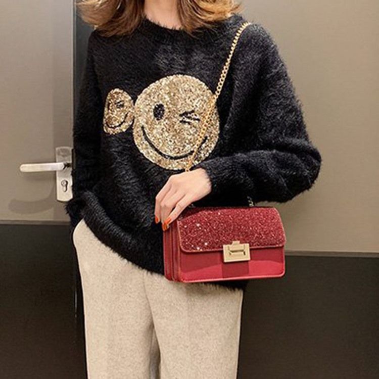 Pu Paljetter Rektangulära Crossbody-Väskor