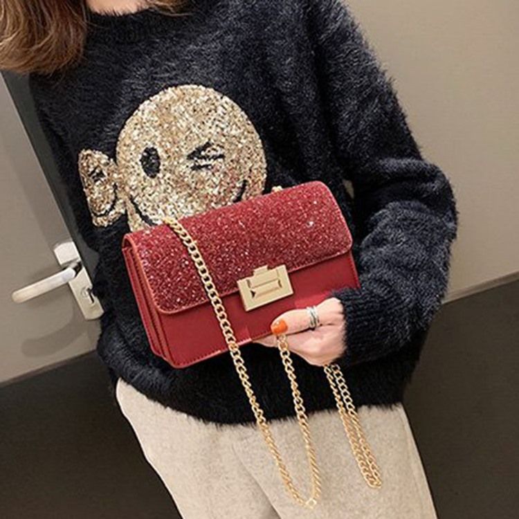 Pu Paljetter Rektangulära Crossbody-Väskor