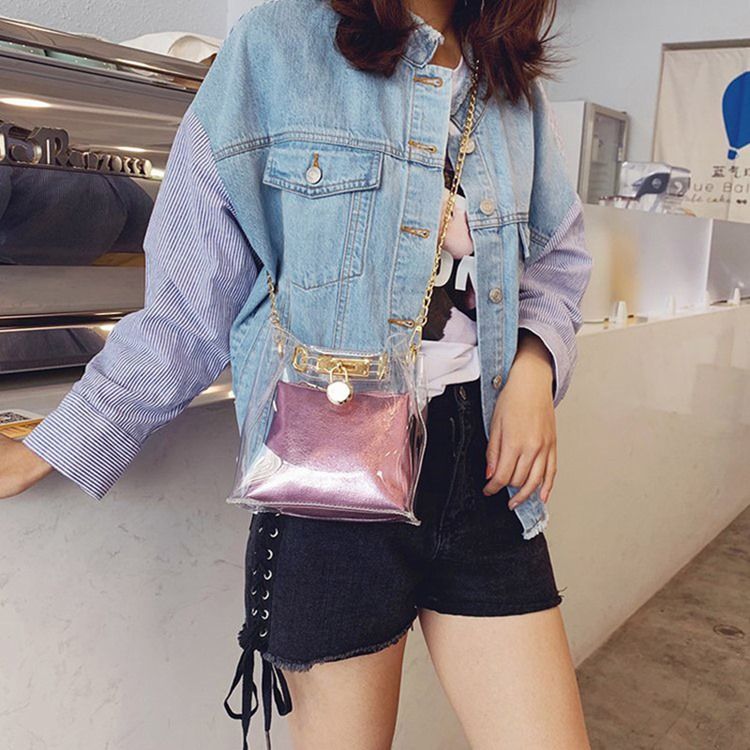 Pu Plain Chain Square Crossbody-Väskor