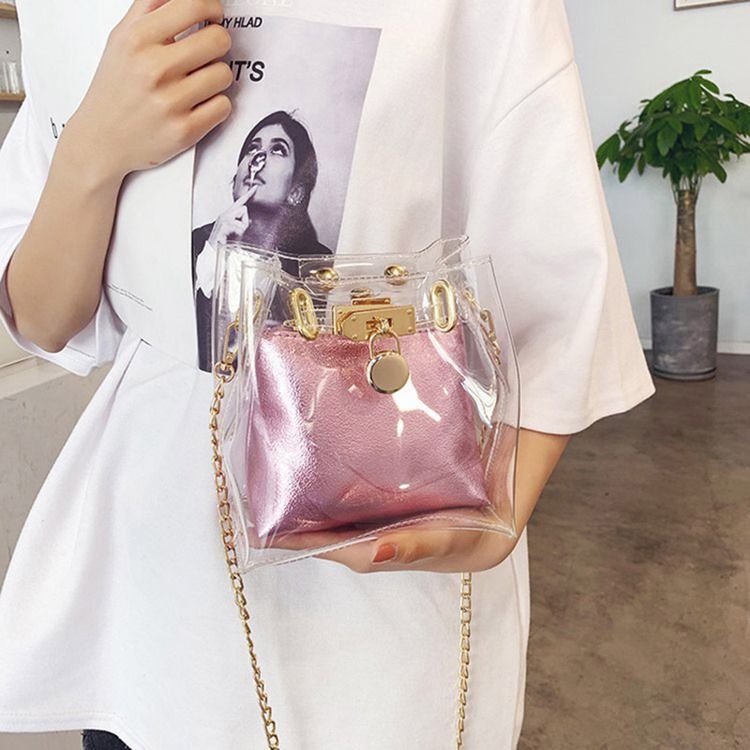 Pu Plain Chain Square Crossbody-Väskor