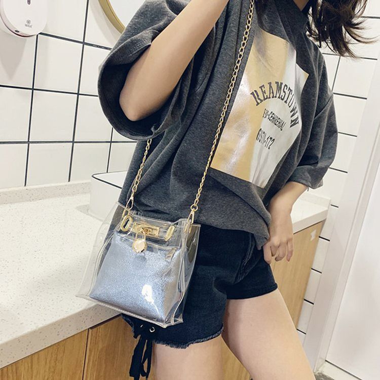 Pu Plain Chain Square Crossbody-Väskor