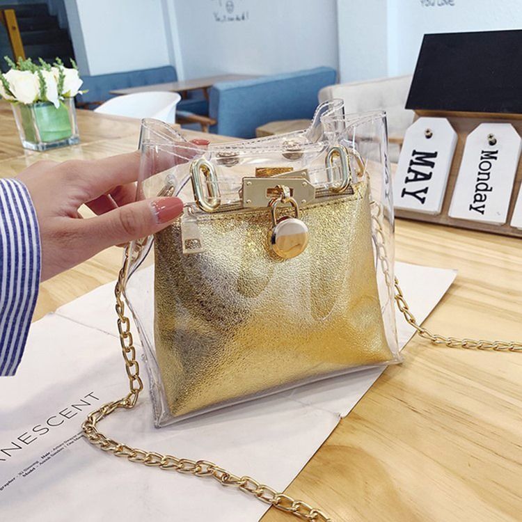 Pu Plain Chain Square Crossbody-Väskor