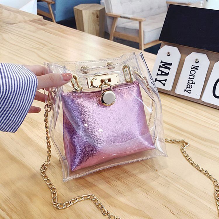 Pu Plain Chain Square Crossbody-Väskor