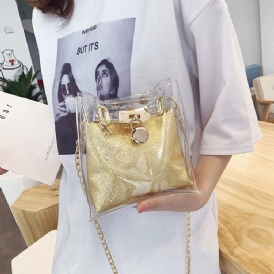 Pu Plain Chain Square Crossbody-Väskor