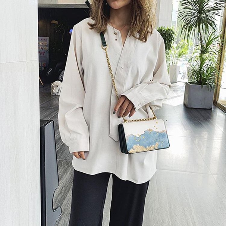 Pu Print Geometric Rektangel Crossbody-Väskor