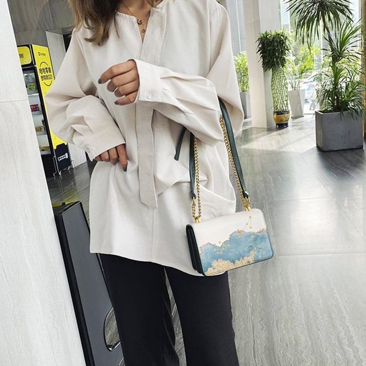 Pu Print Geometric Rektangel Crossbody-Väskor