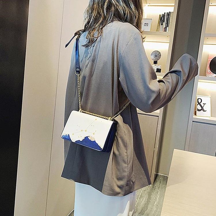 Pu Print Geometric Rektangel Crossbody-Väskor