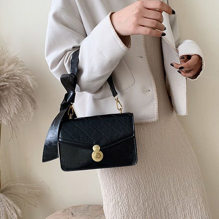 Pu Quiltad Foder Flap Crossbody-Väskor