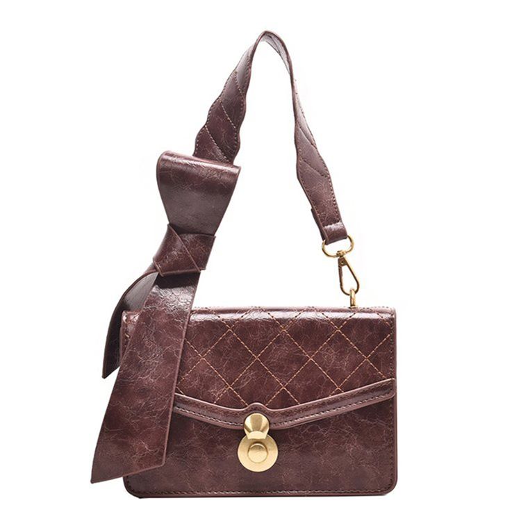 Pu Quiltad Foder Flap Crossbody-Väskor