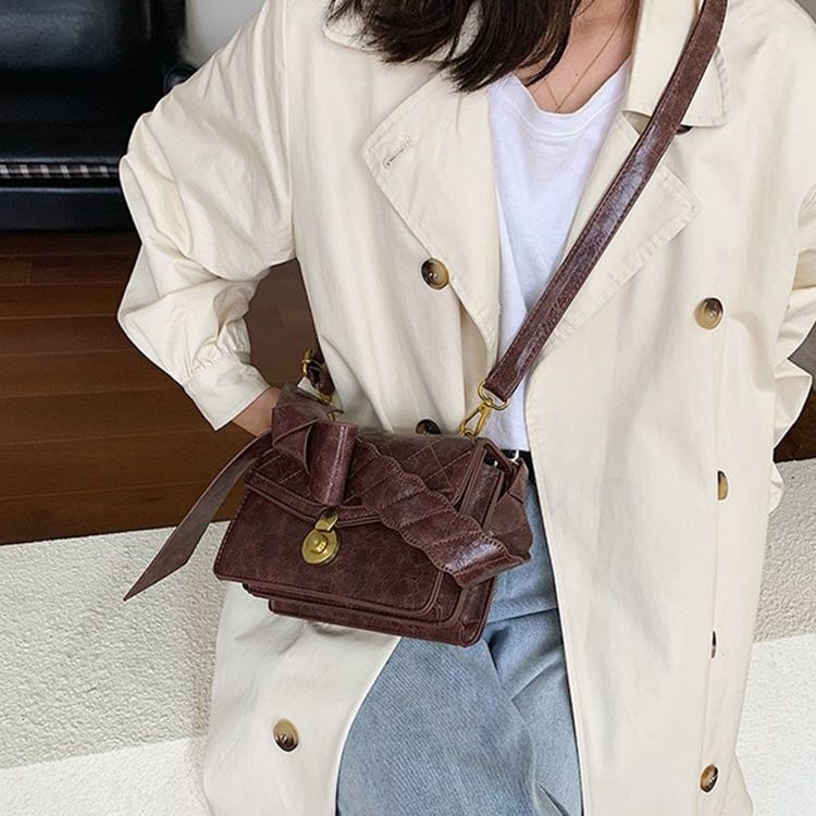 Pu Quiltad Foder Flap Crossbody-Väskor