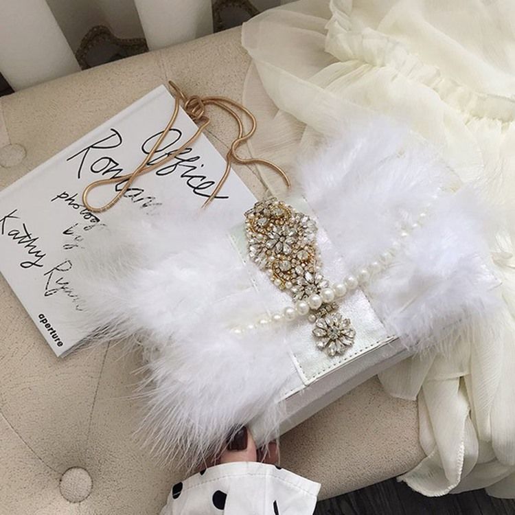 Pu Rhinestone Rectangle Crossbody-Väskor