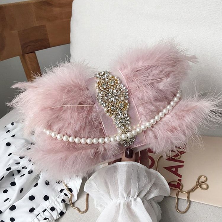 Pu Rhinestone Rectangle Crossbody-Väskor