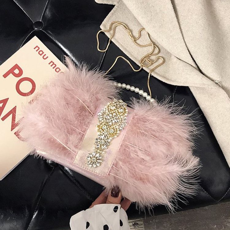 Pu Rhinestone Rectangle Crossbody-Väskor