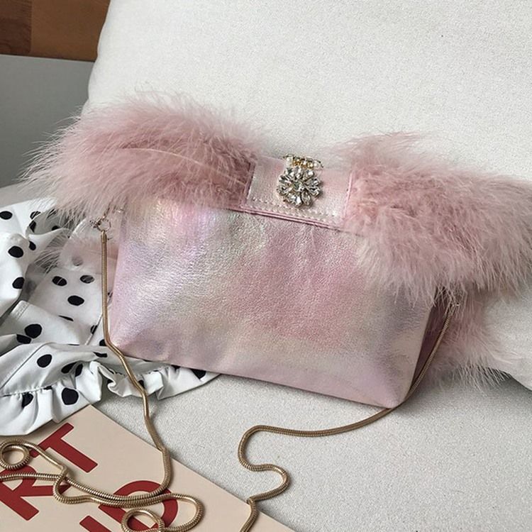 Pu Rhinestone Rectangle Crossbody-Väskor