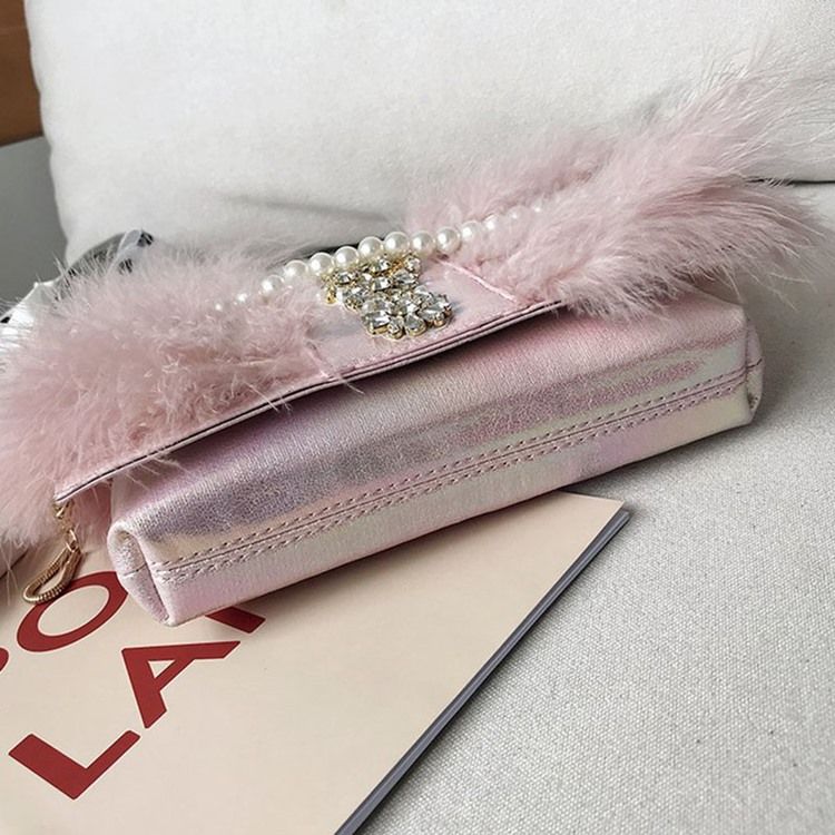 Pu Rhinestone Rectangle Crossbody-Väskor