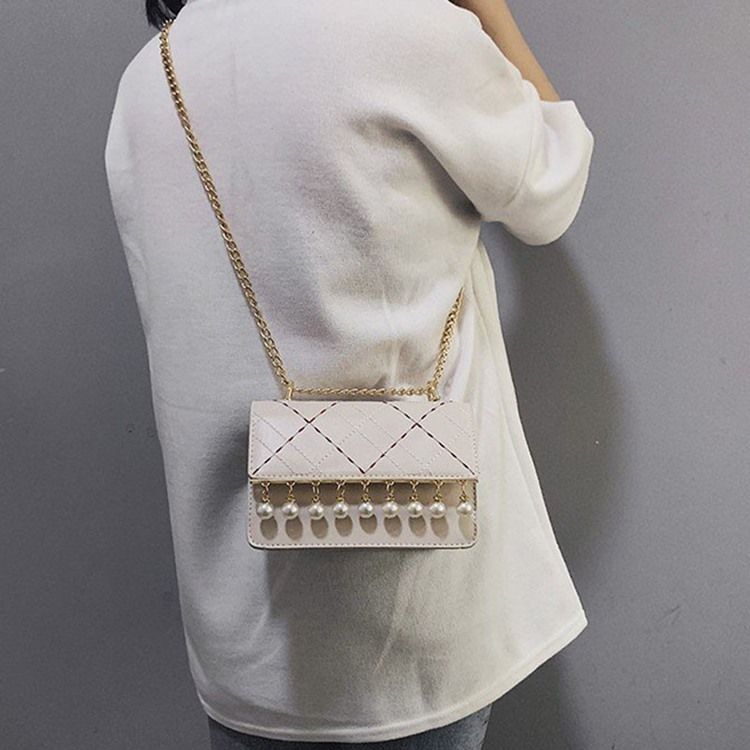 Pu Rutig Kedja Rektangulära Crossbody-Väskor