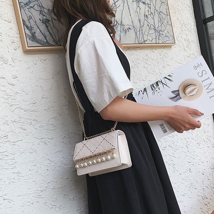 Pu Rutig Kedja Rektangulära Crossbody-Väskor