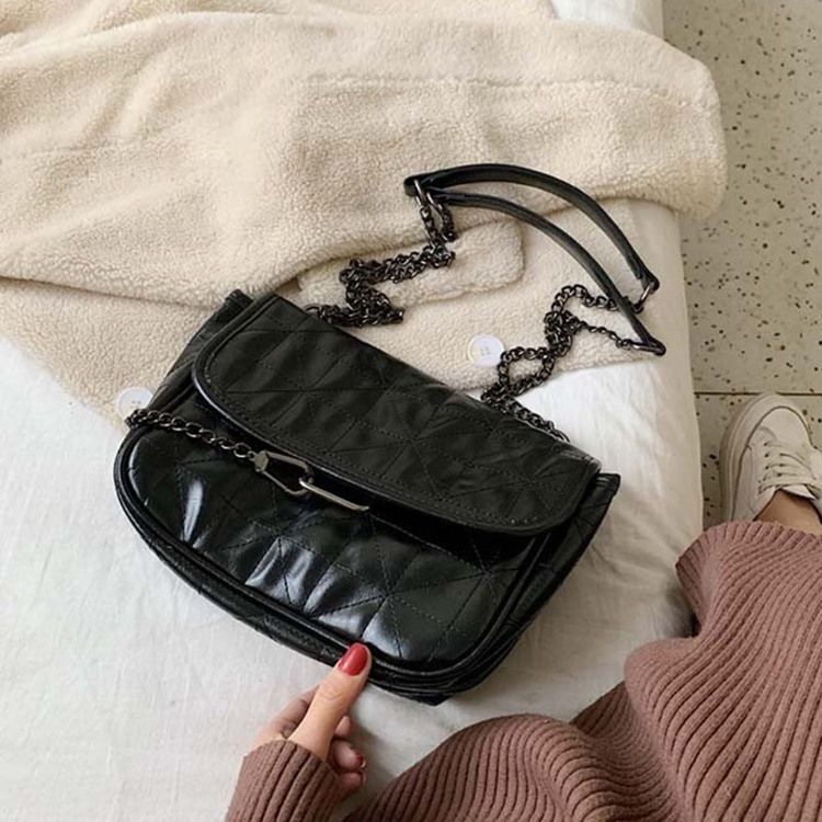 Pu Rutig Tråd Rektangel Crossbody-Väskor