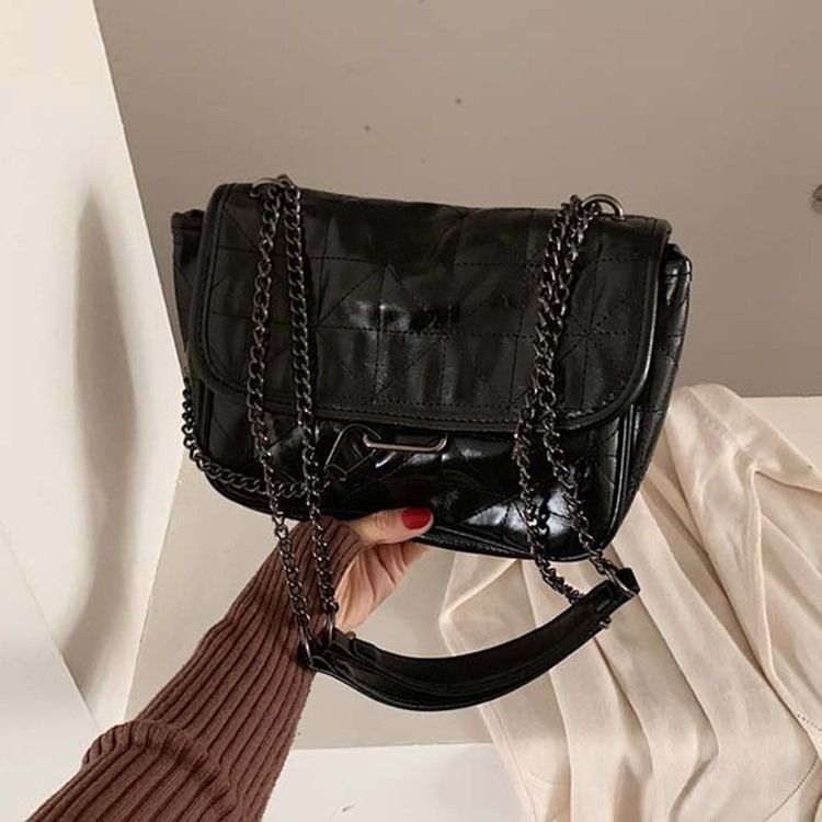 Pu Rutig Tråd Rektangel Crossbody-Väskor