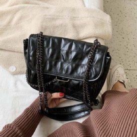 Pu Rutig Tråd Rektangel Crossbody-Väskor