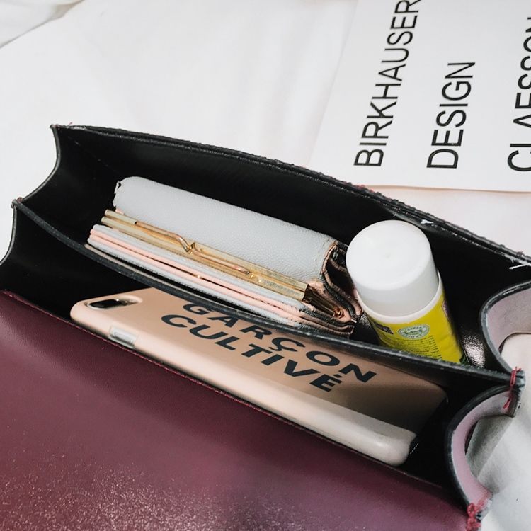 Pu Stickade Plädade Rektangulära Crossbody-Väskor