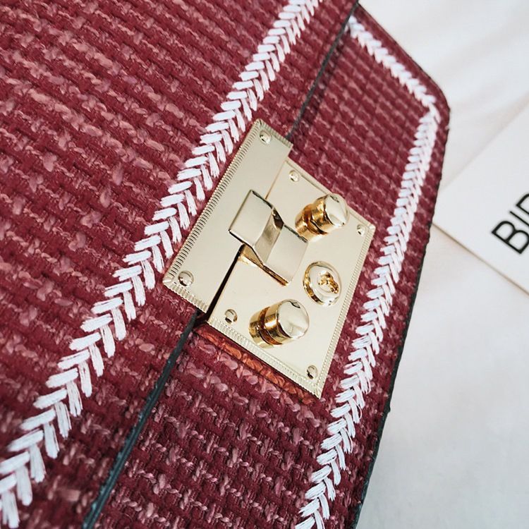 Pu Stickade Plädade Rektangulära Crossbody-Väskor