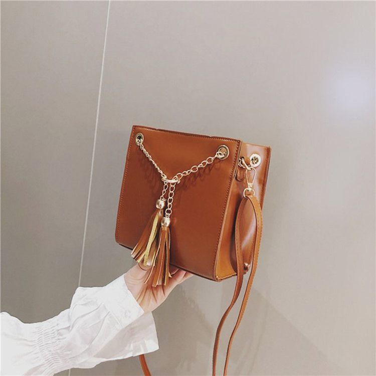 Pu Tofs Plain Square Crossbody Bag