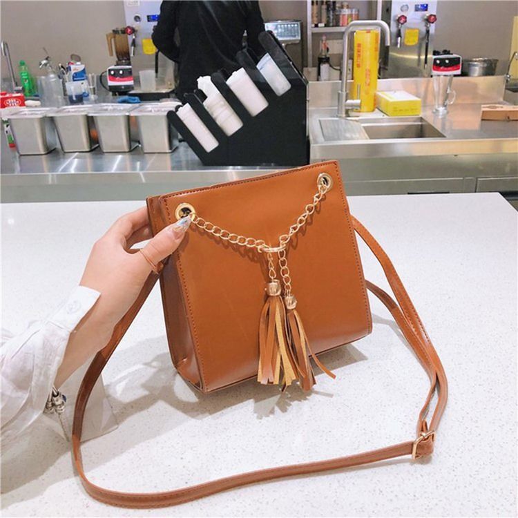 Pu Tofs Plain Square Crossbody Bag