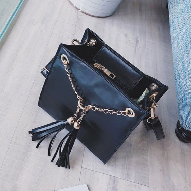 Pu Tofs Plain Square Crossbody Bag