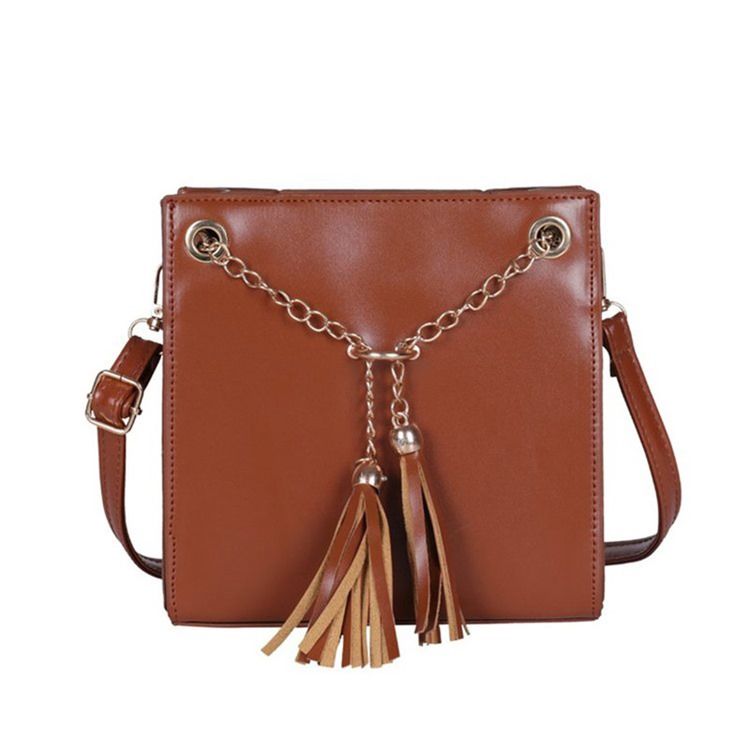Pu Tofs Plain Square Crossbody Bag