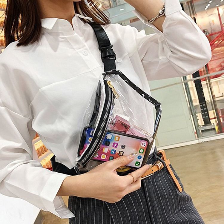 Pu Tråd Enfärgade Fanny Bags
