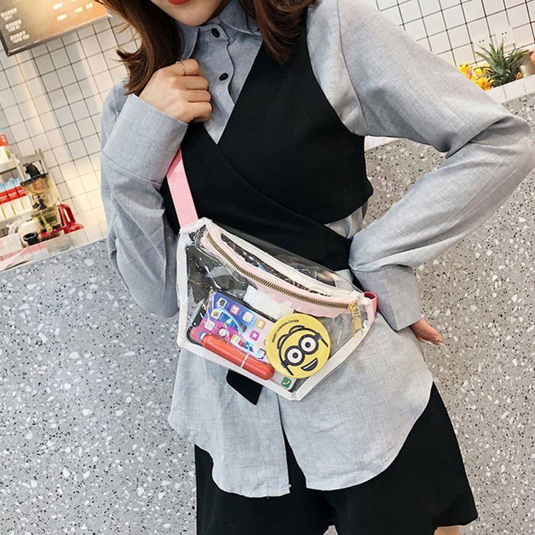 Pu Tråd Enfärgade Fanny Bags