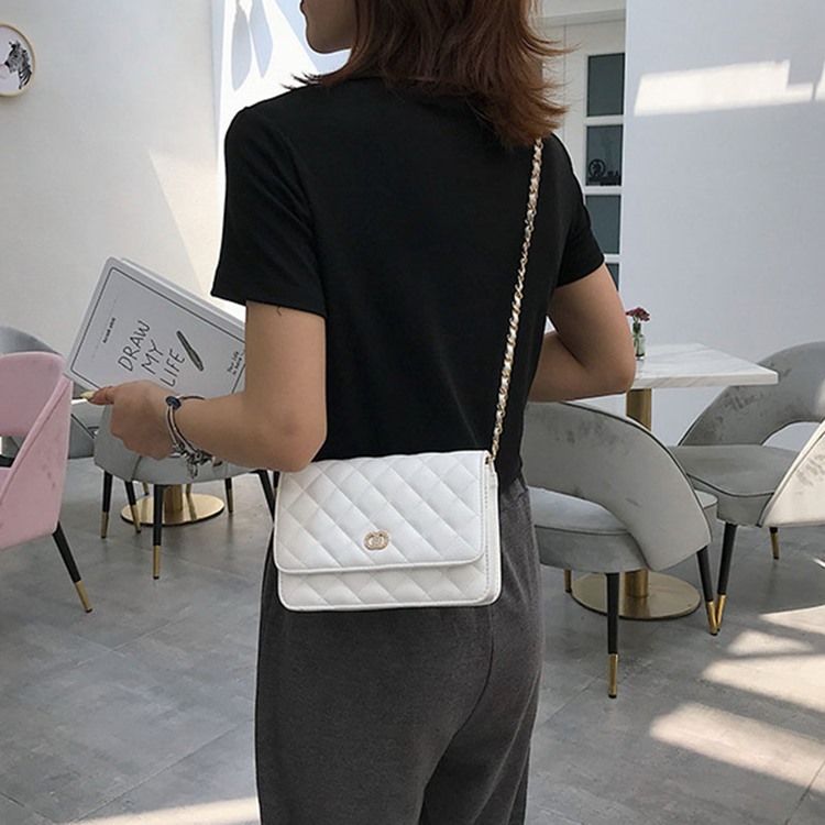 Pu Tråd Plädad Rektangel Crossbody Påsar