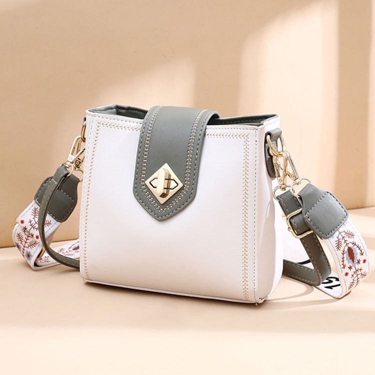 Pu Vanlig Tråd Rektangel Casual Crossbody-Väskor